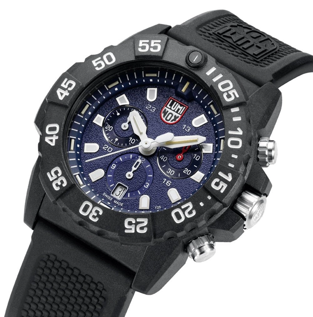 Luminox Navy SEAL Chronograph CARBONOX Blue Dial Black Rubber Strap Date Divers Quartz Mens Watch XS.3583