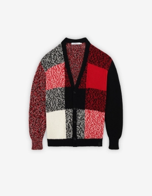 MOULINE CHECK CARDIGAN BLACK RED CHECK