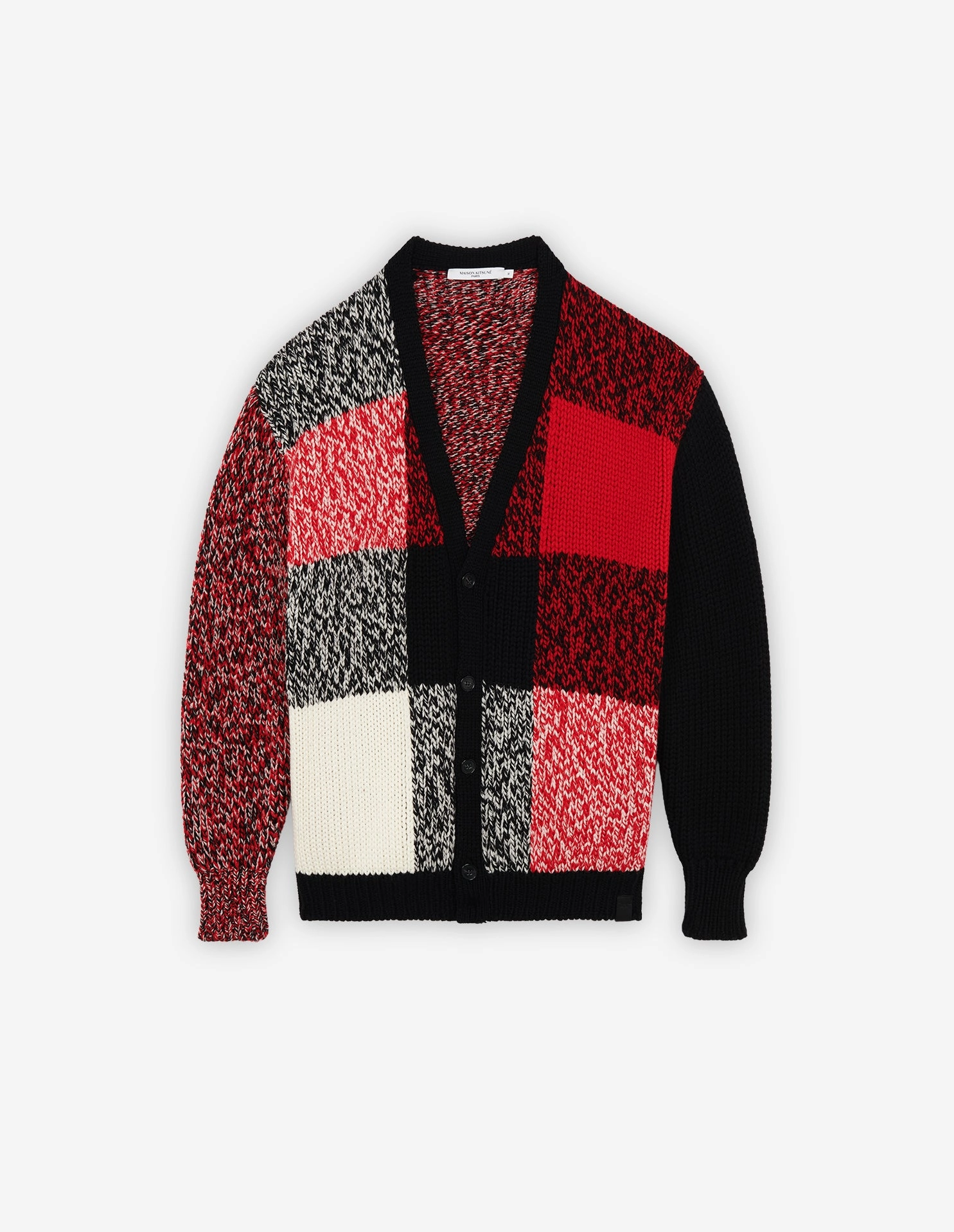 MOULINE CHECK CARDIGAN BLACK RED CHECK