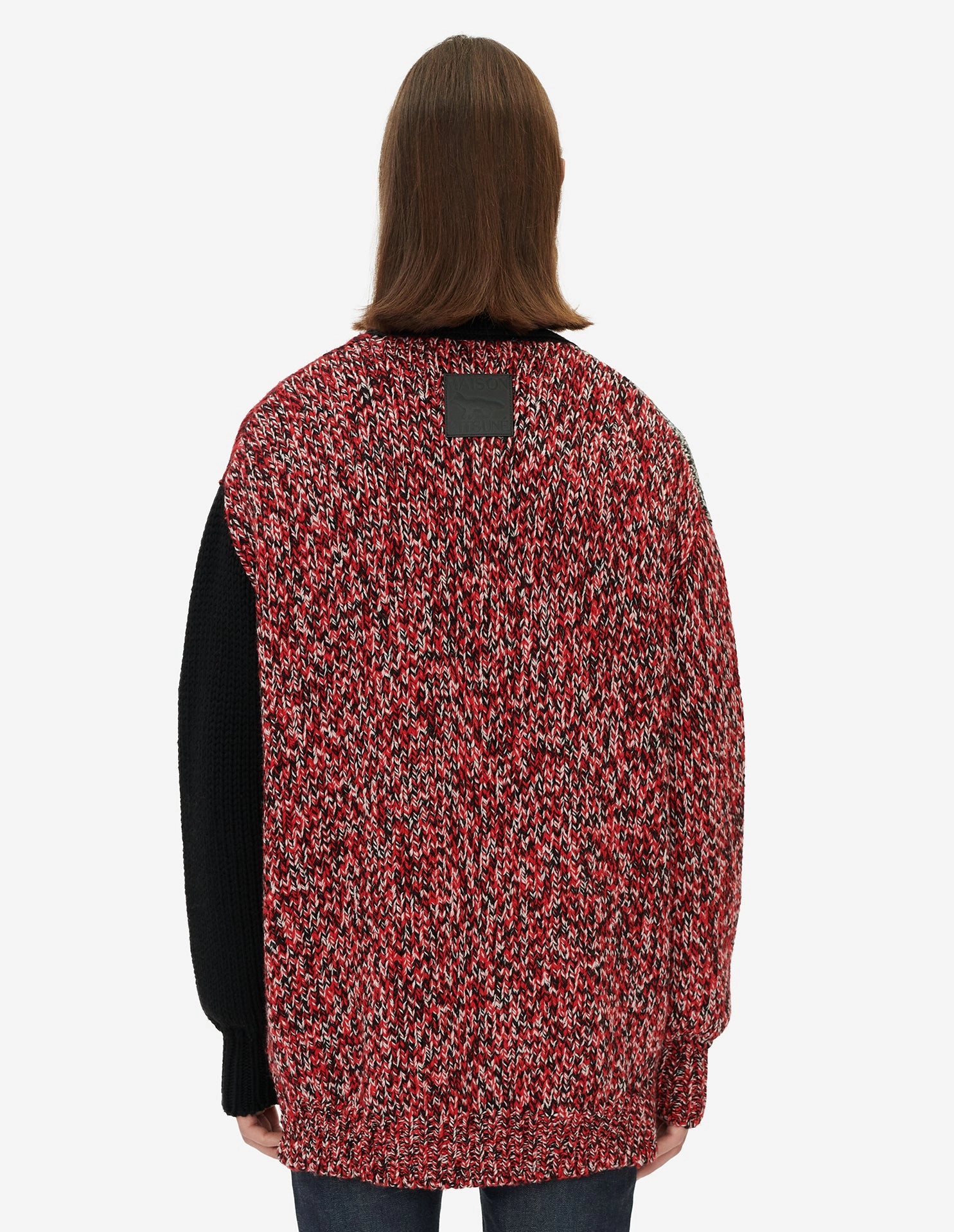 MOULINE CHECK CARDIGAN BLACK RED CHECK