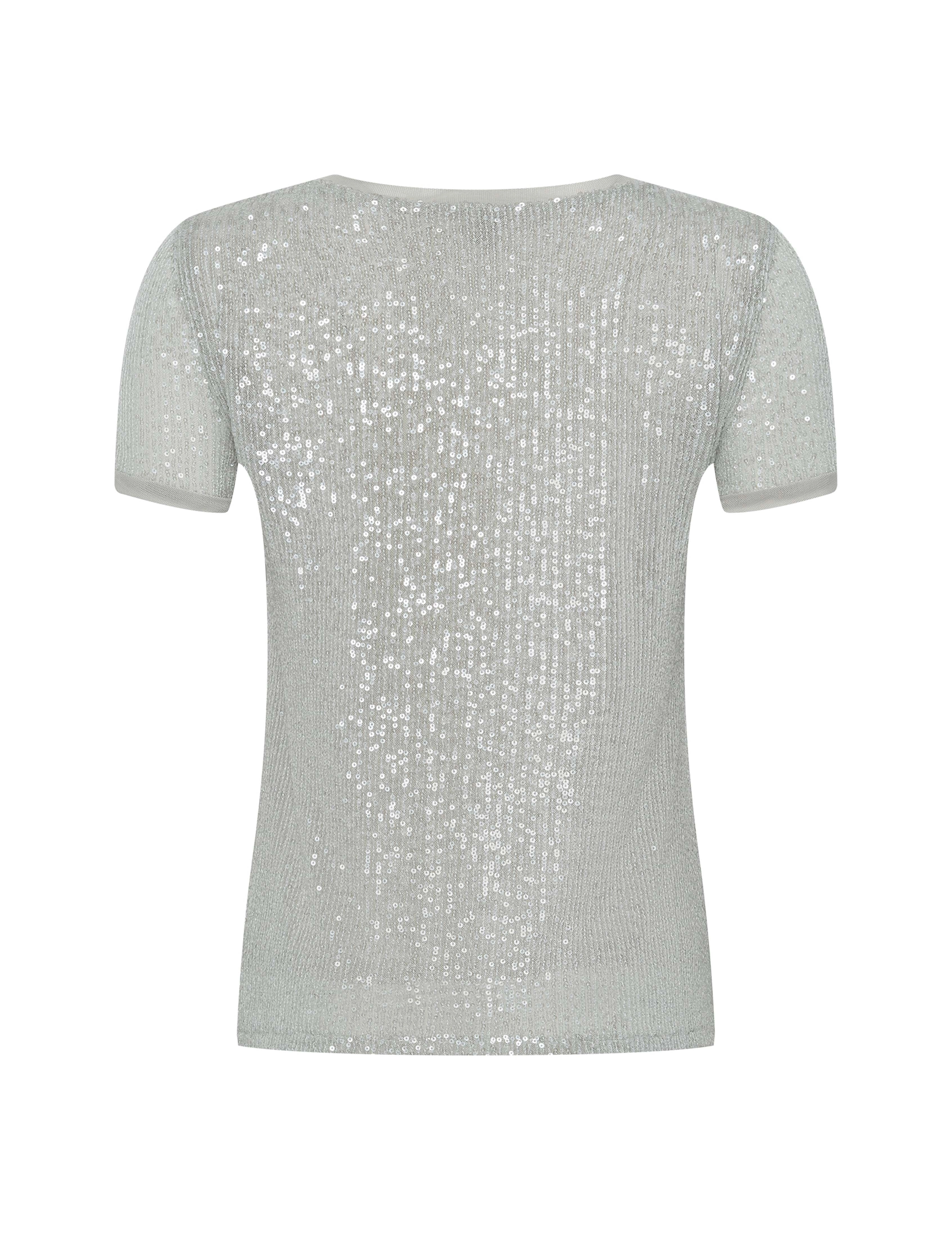 Petite Sequin Mesh Short Sleeve Tee
