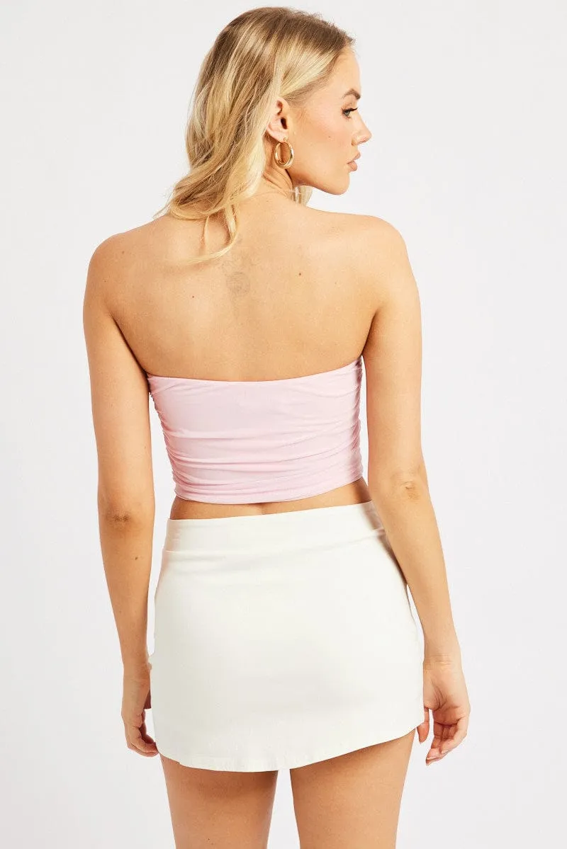 Pink Bandeau Top Mesh Rosette
