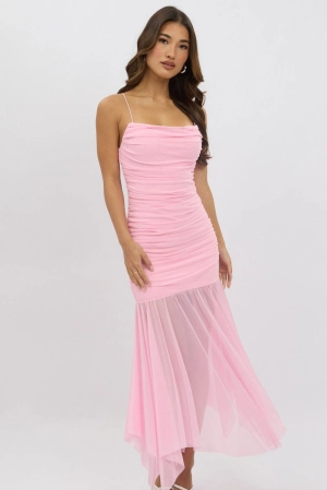Pink Bodycon Dress Singlet Maxi