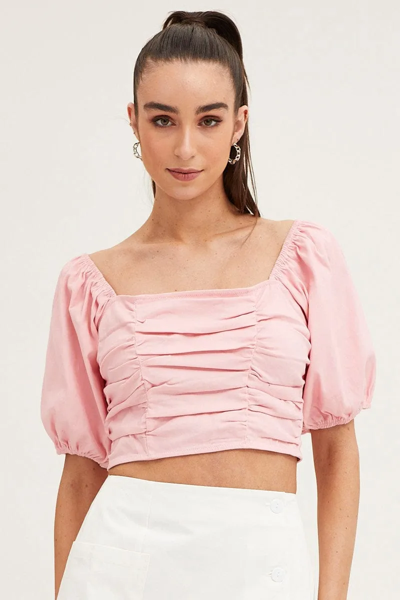 Pink Crop Top Short Sleeve
