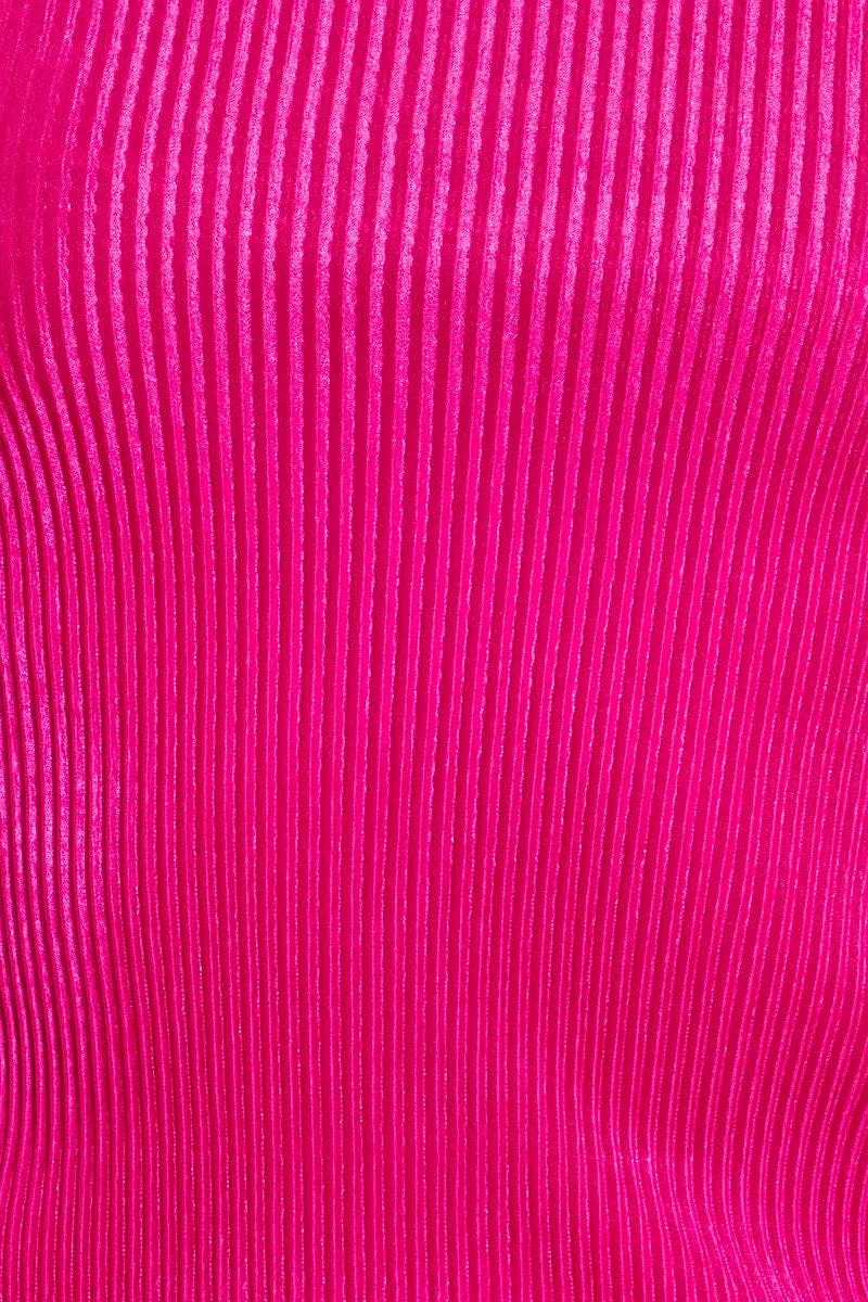 Pink Halter Plisse Top