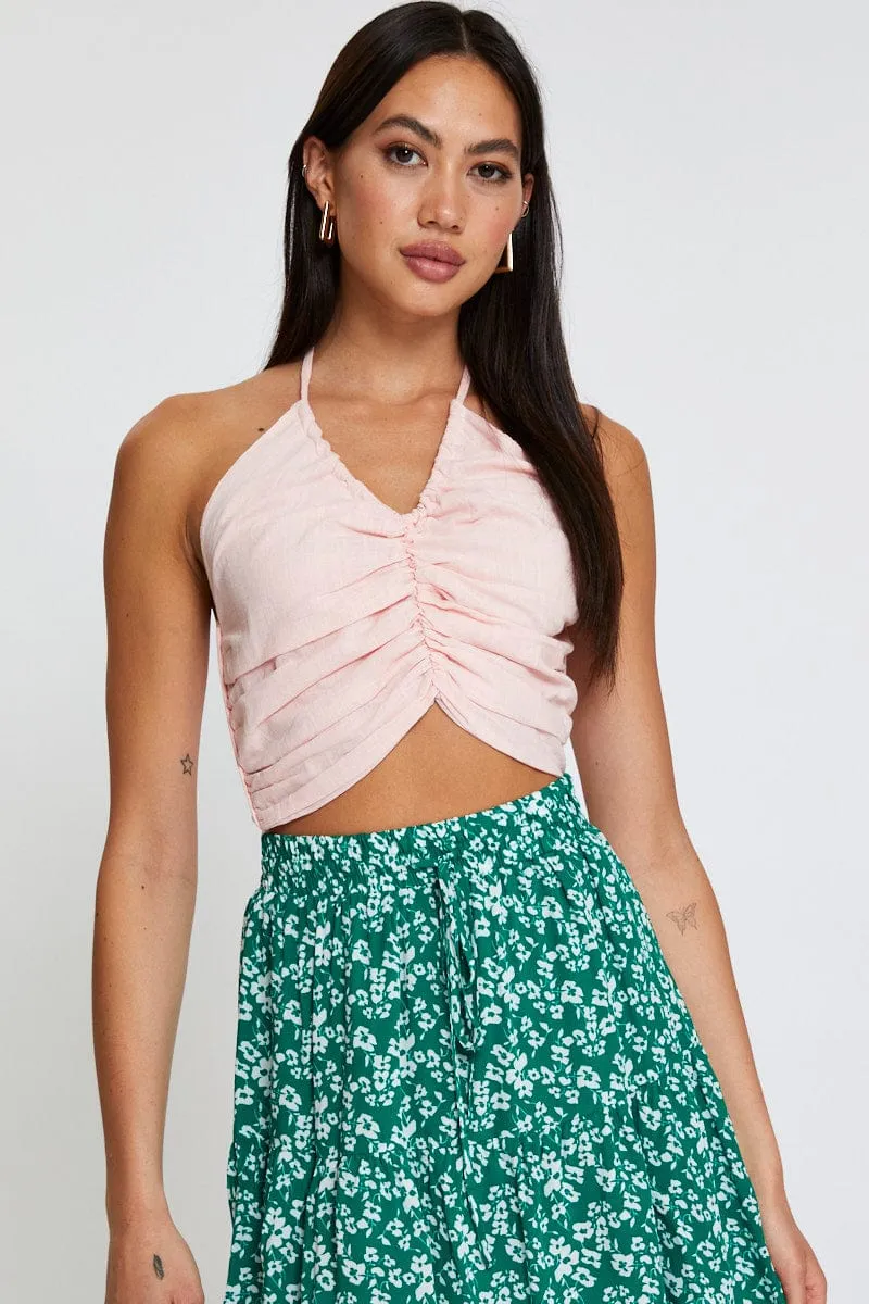 Pink Halter Top Crop