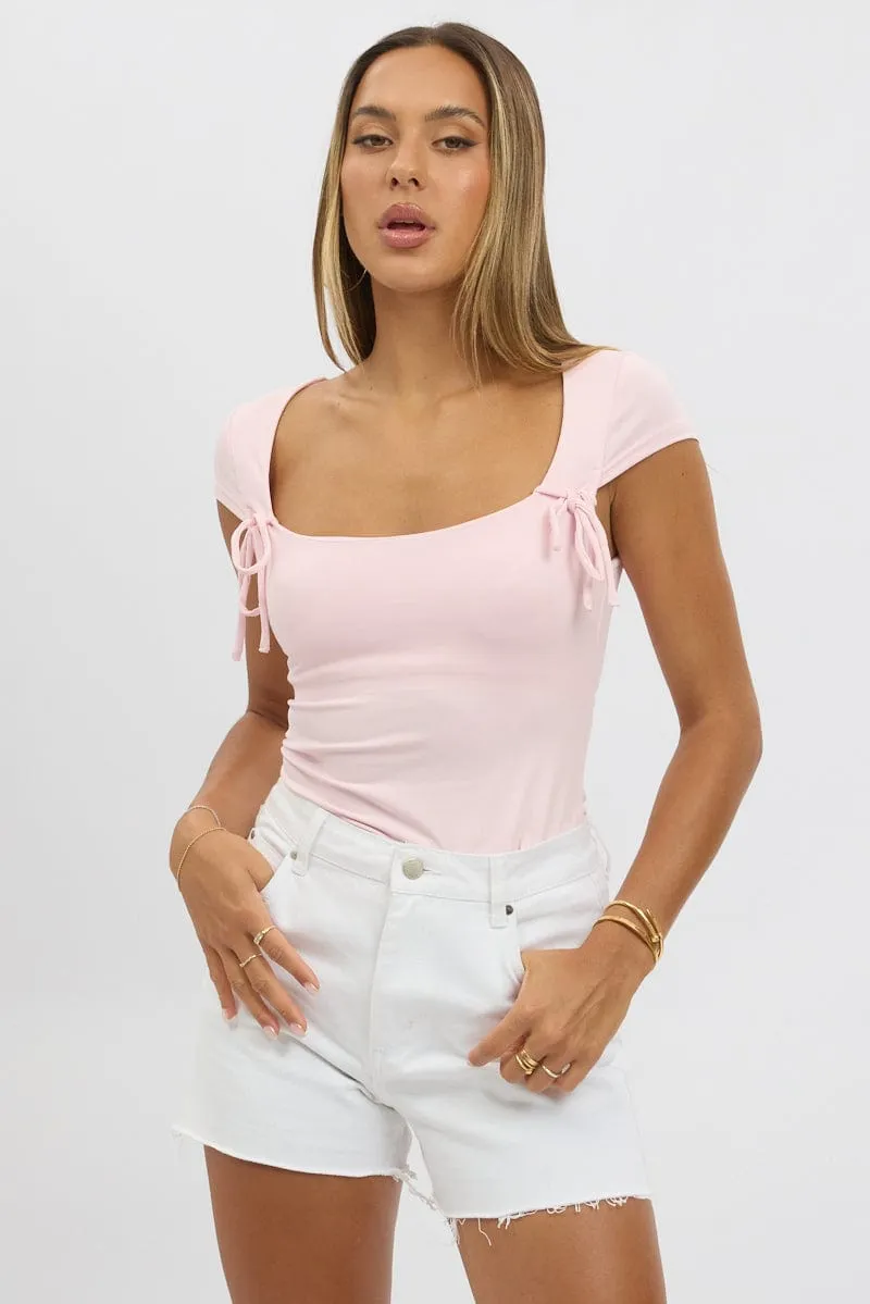Pink Supersoft Tank Scoop Neck Ribbon