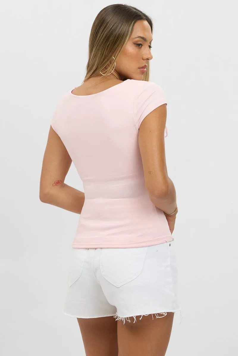 Pink Supersoft Tank Scoop Neck Ribbon