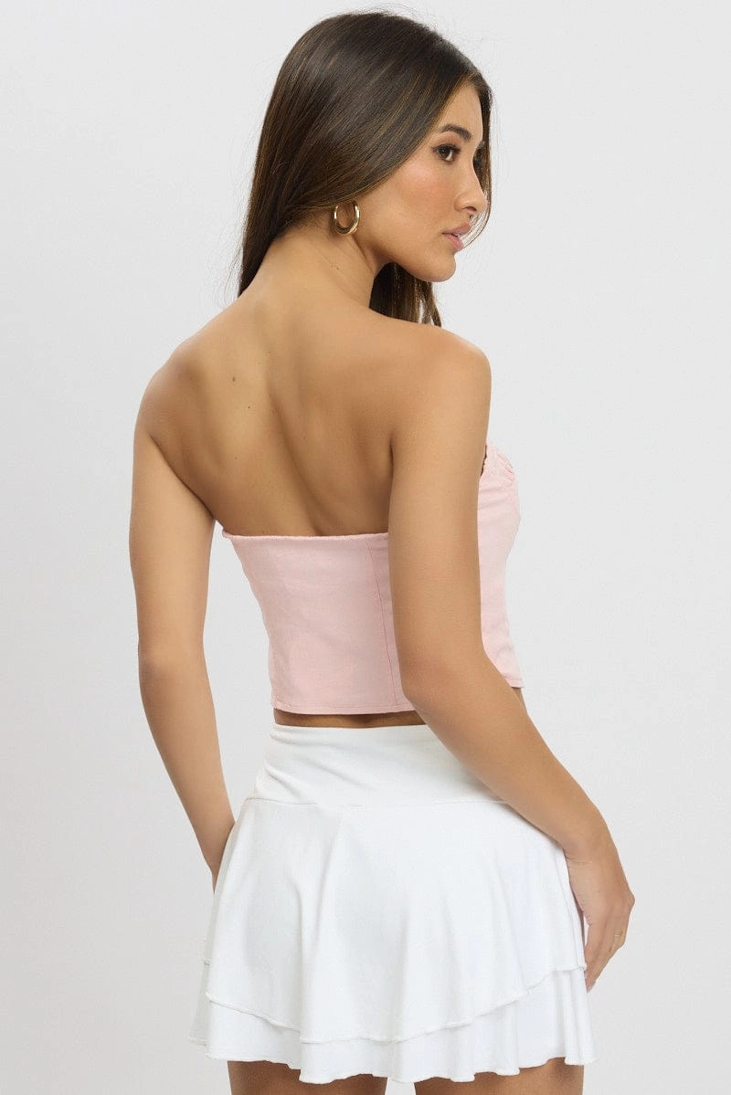 Pink Trimmed Tube Top