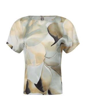 Plus Short Sleeve Blouse With Bateau Neckline