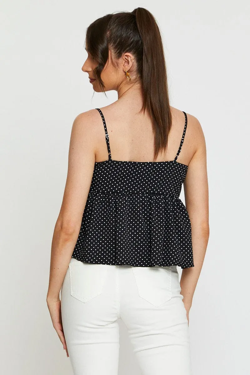 Polka Dot Cami Top Peplum