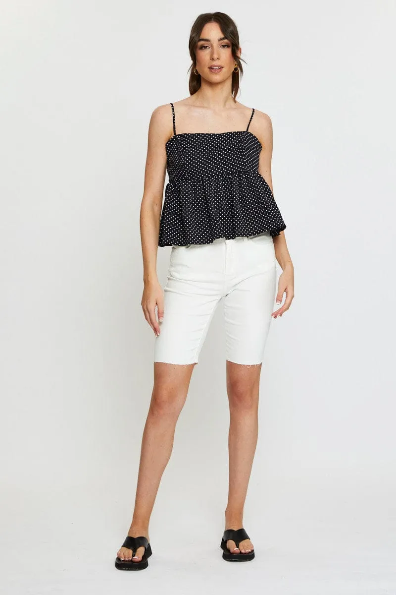 Polka Dot Cami Top Peplum