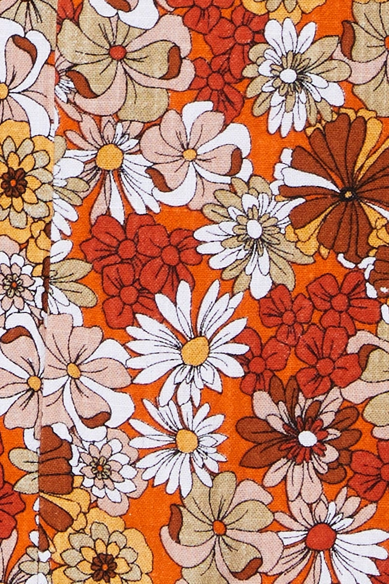Print Scarf Top Sleeveless Crop Linen Blend