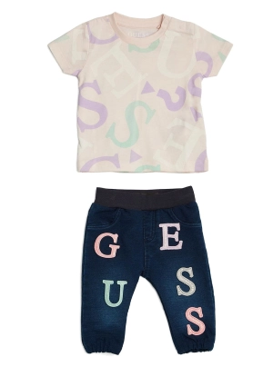 Purple Allover G Logo T-Shirt And Pants 2-Piece Set (0-12m)