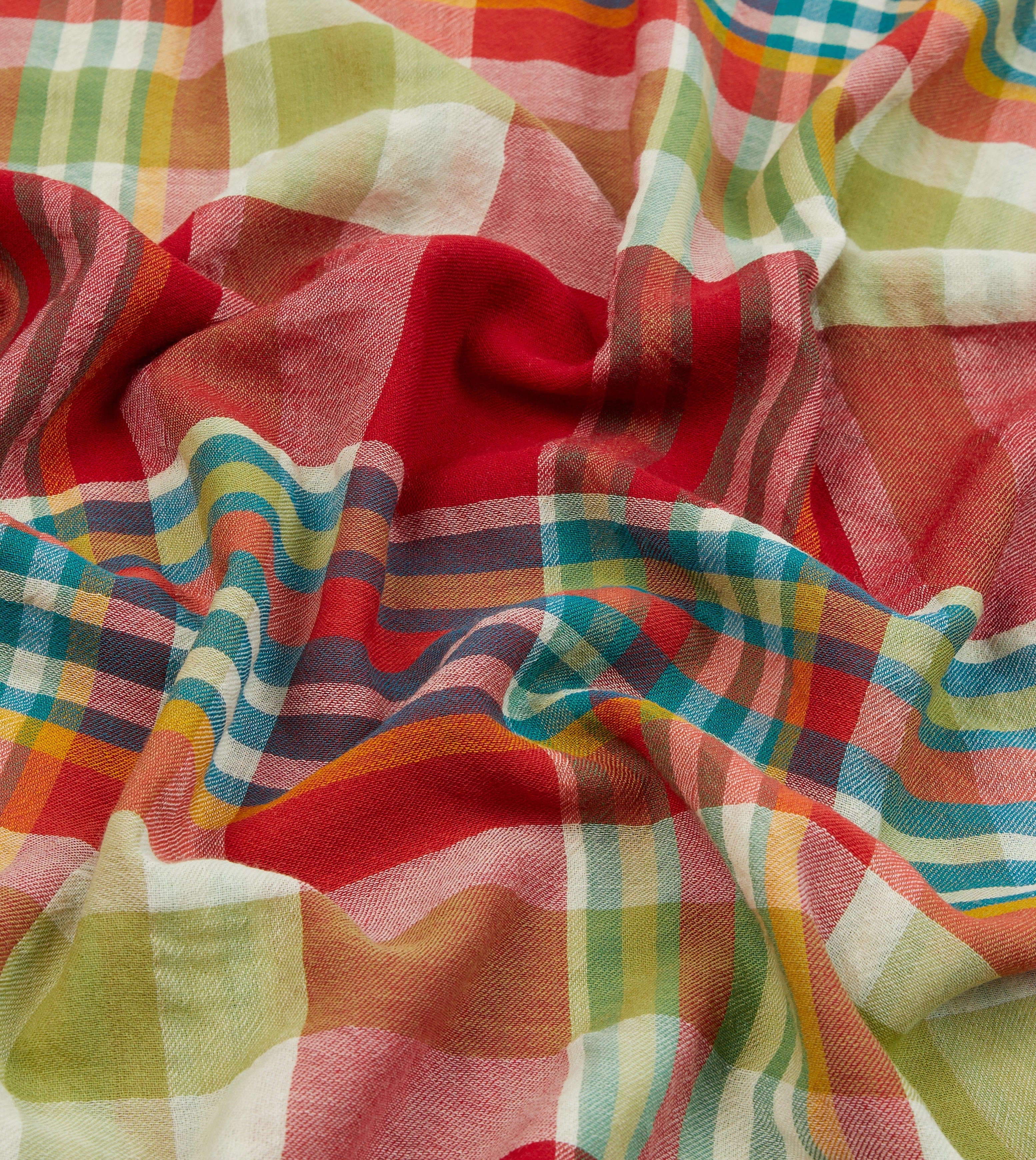 Red and Yellow Tartan Check Wool Scarf