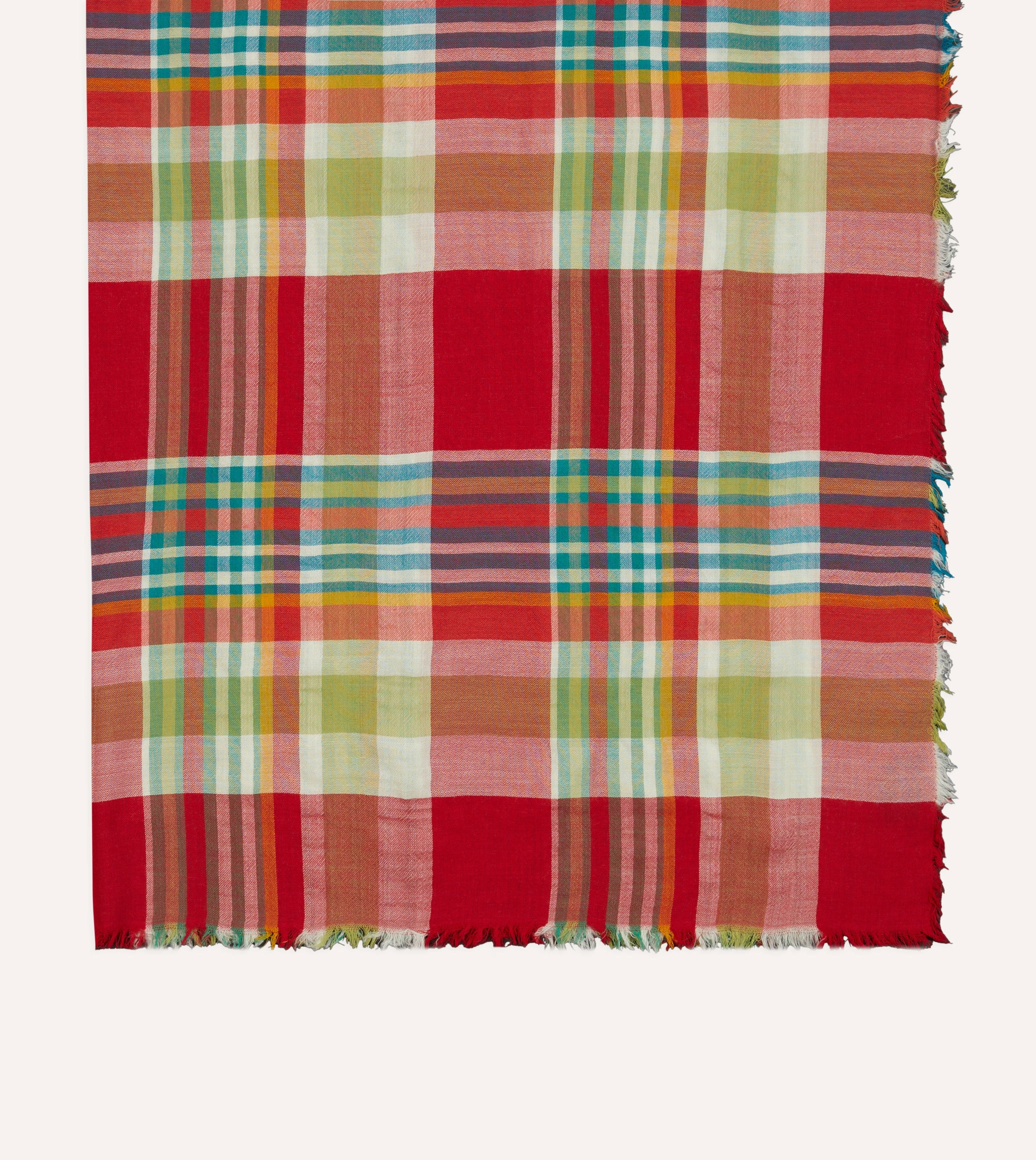 Red and Yellow Tartan Check Wool Scarf