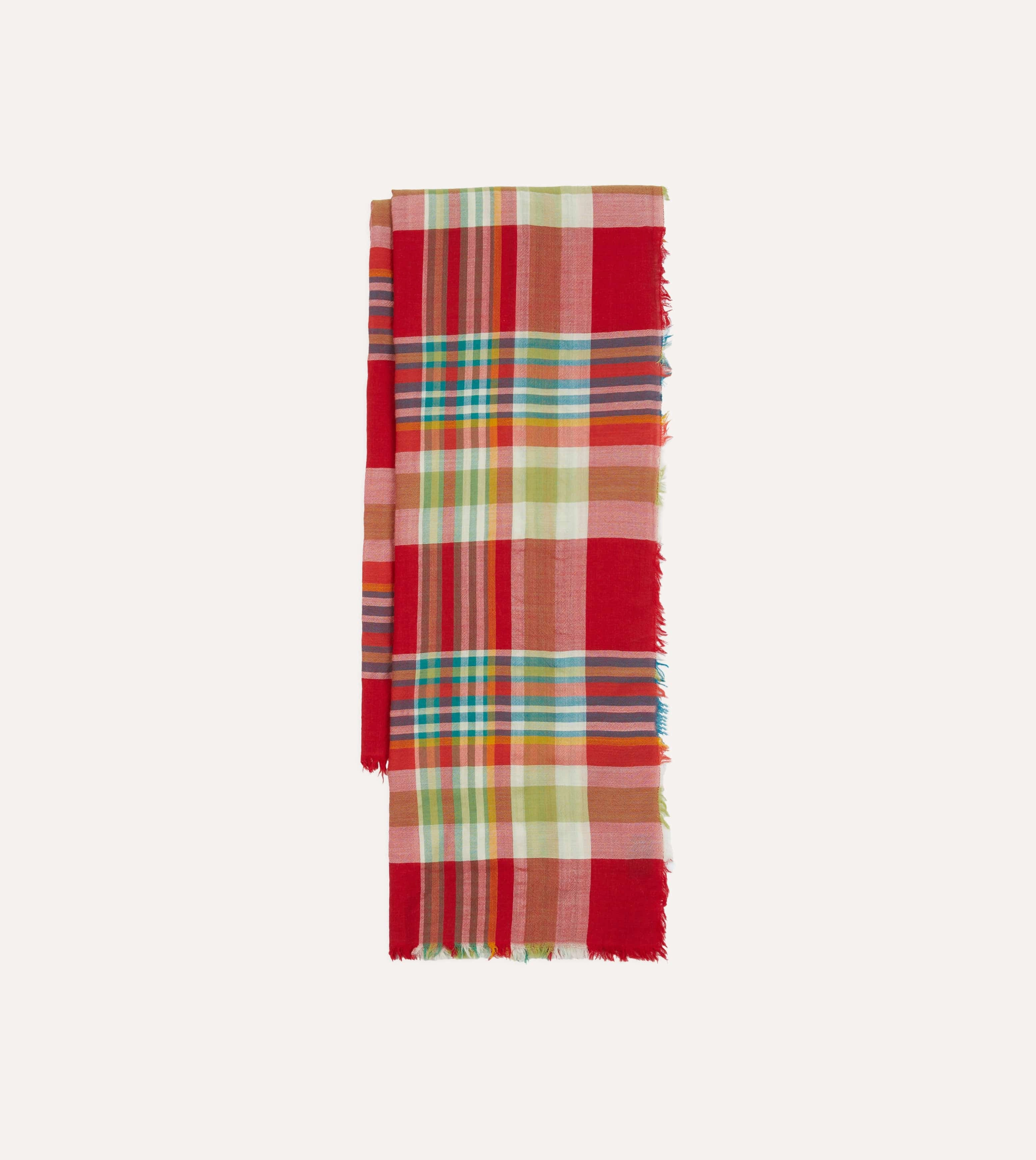 Red and Yellow Tartan Check Wool Scarf