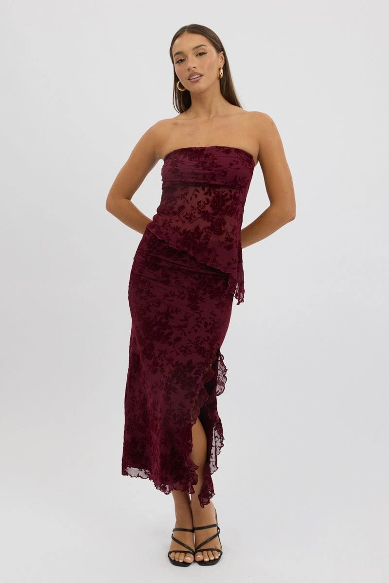 Red Burnout Bandeau Top