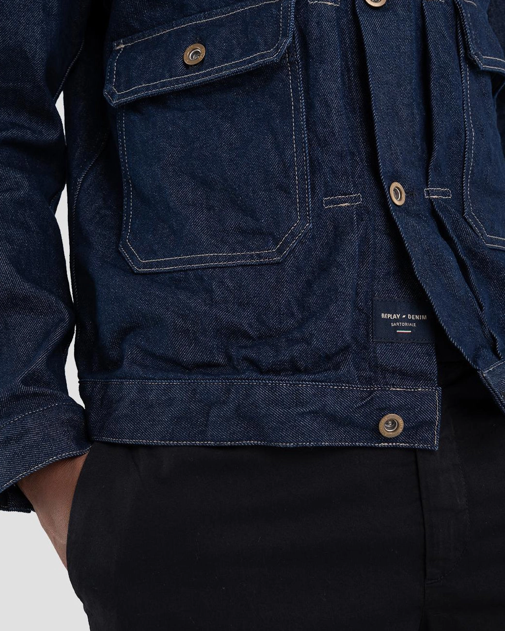 Replay Sartoriale Red Cast Indigo Denim Jacket - Dark Blue