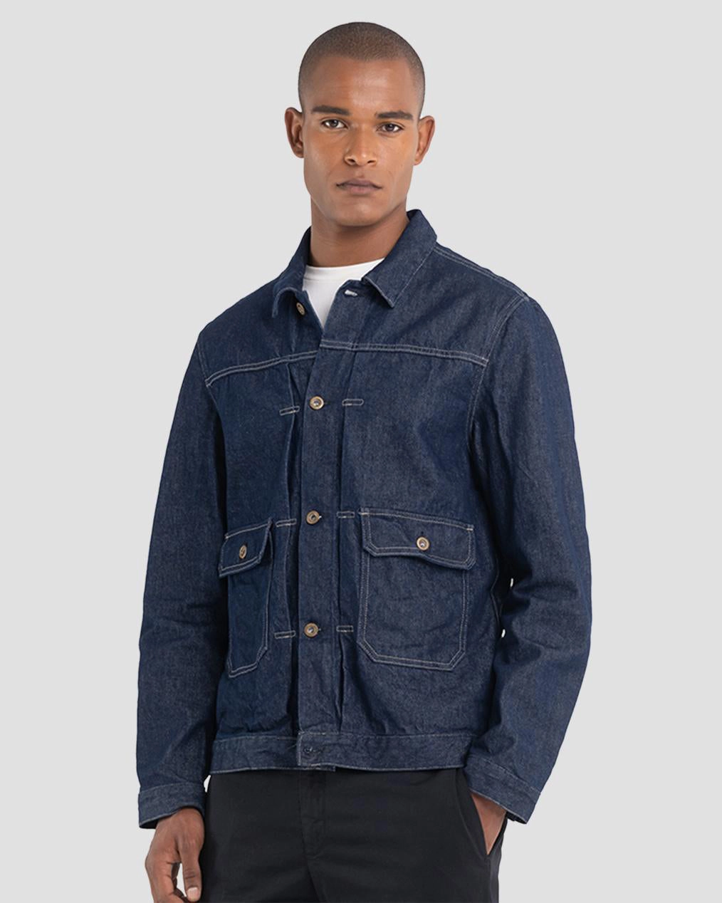 Replay Sartoriale Red Cast Indigo Denim Jacket - Dark Blue