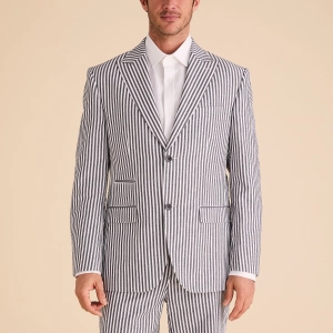 Seersucker Stripe Blazer Modern Fit - Black