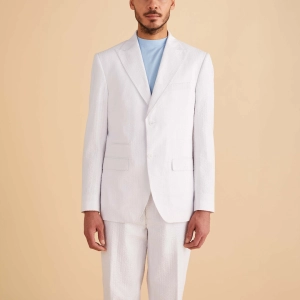 Seersucker Stripe Blazer Modern Fit - White