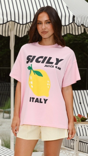 Sicily Juice Bar Top and Shorts Set - Pink/Yellow
