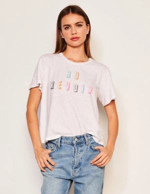 Sundry Au Revoir Crew Neck Tee in Optic White