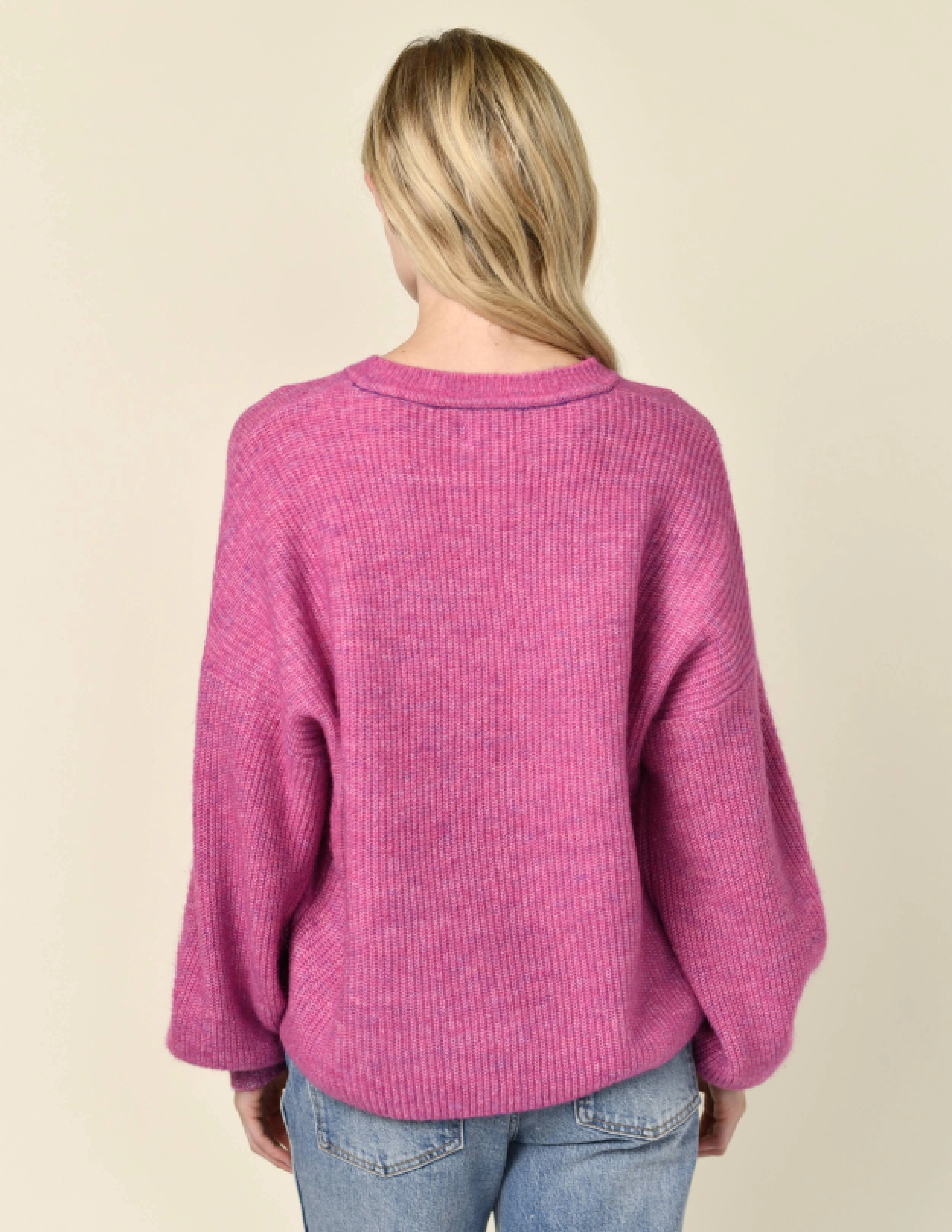 Sundry Au Revoir Insarsia Sweater in Fuscia Gem