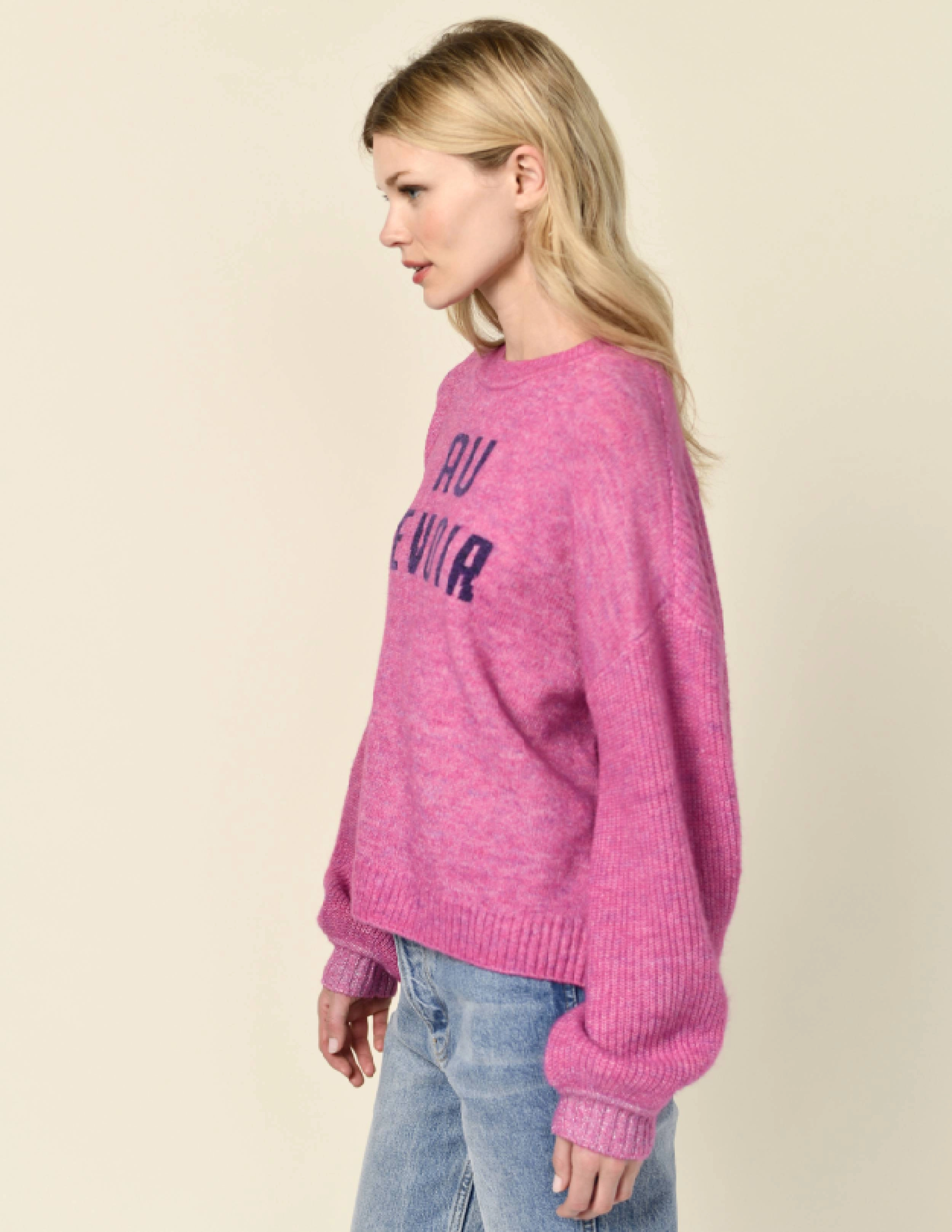 Sundry Au Revoir Insarsia Sweater in Fuscia Gem