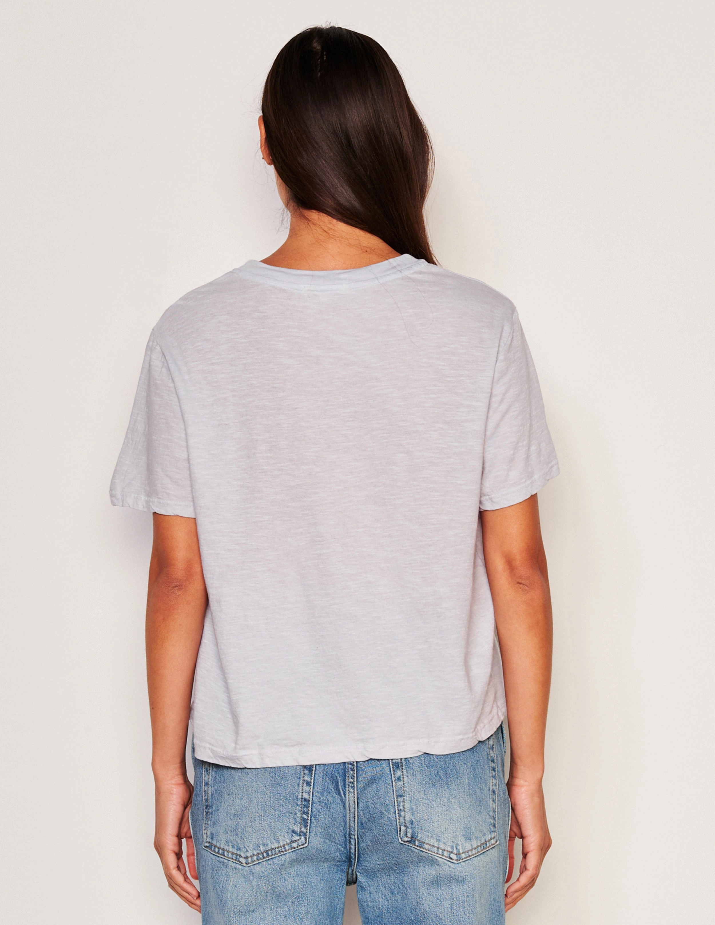 Sundry Crew Neck Tee in Blue Linen