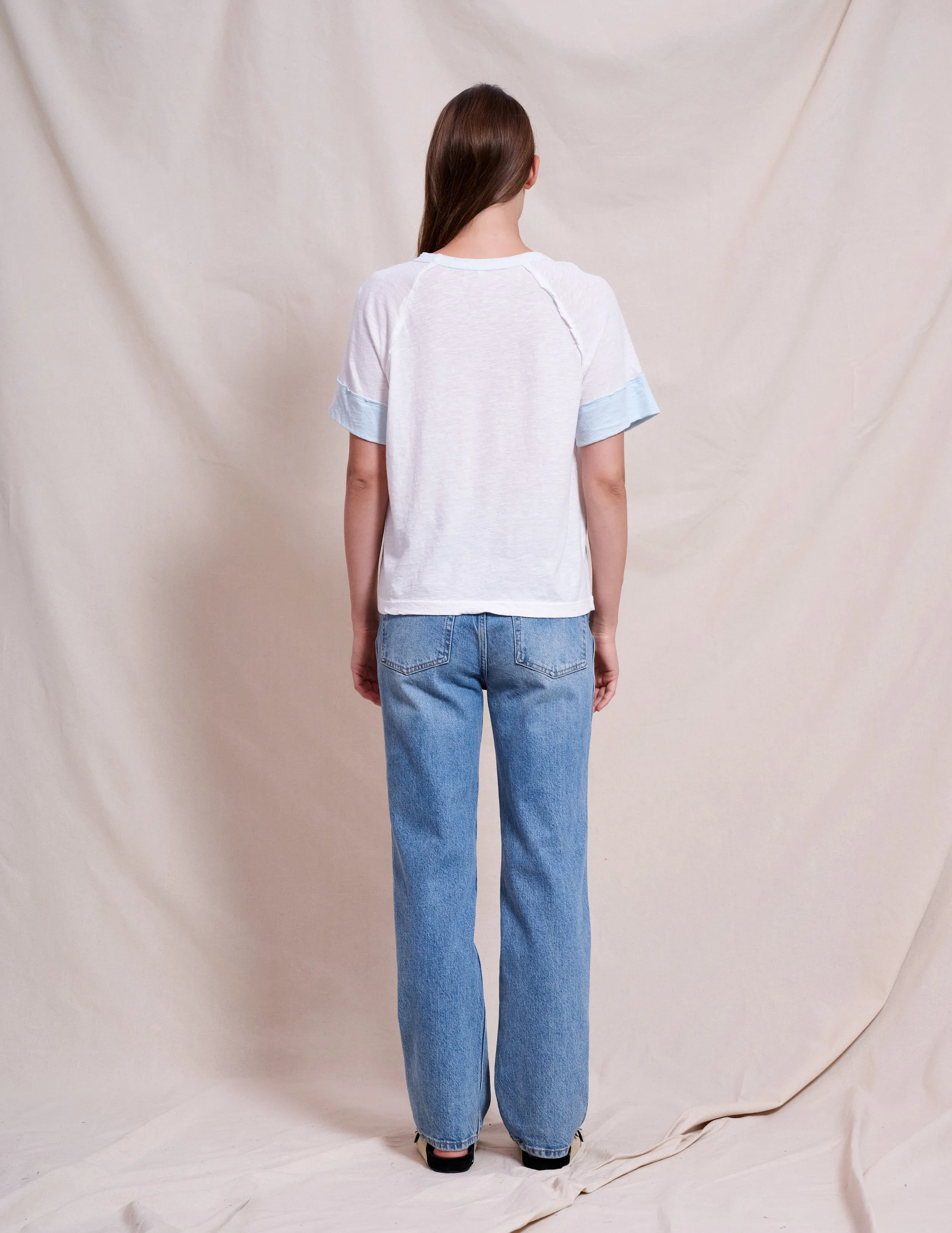 Sundry French Cafe Boyfriend Tee in Optic White