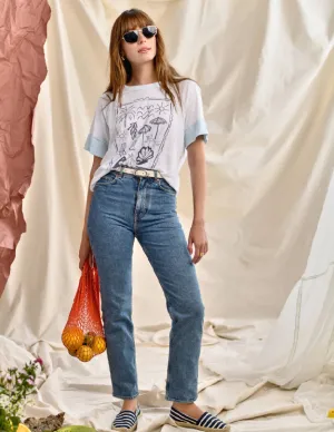 Sundry French Cafe Boyfriend Tee in Optic White