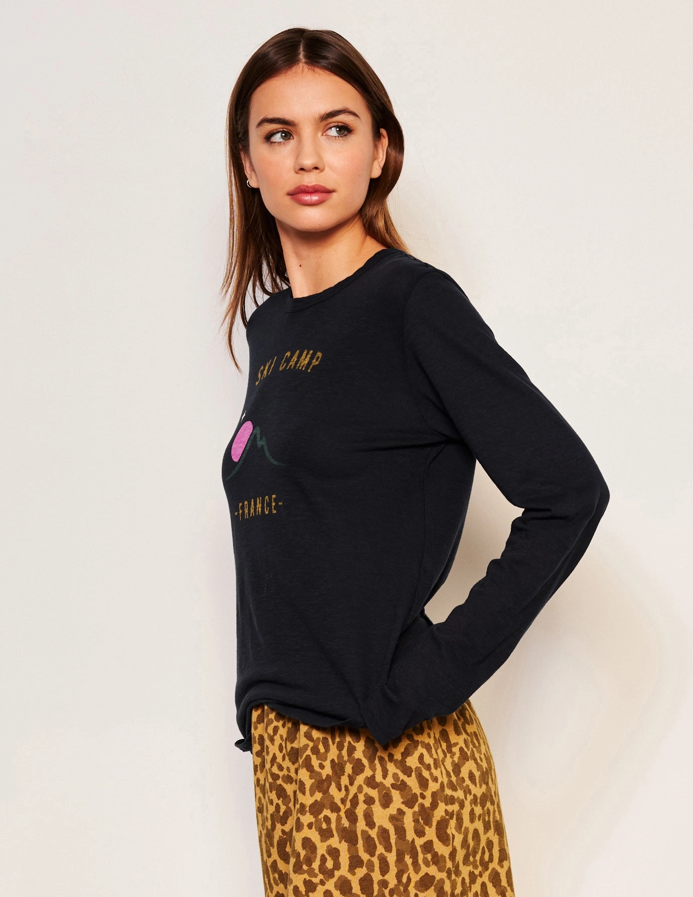 Sundry Ski Camp Long Sleeve Crew in Deep Navy