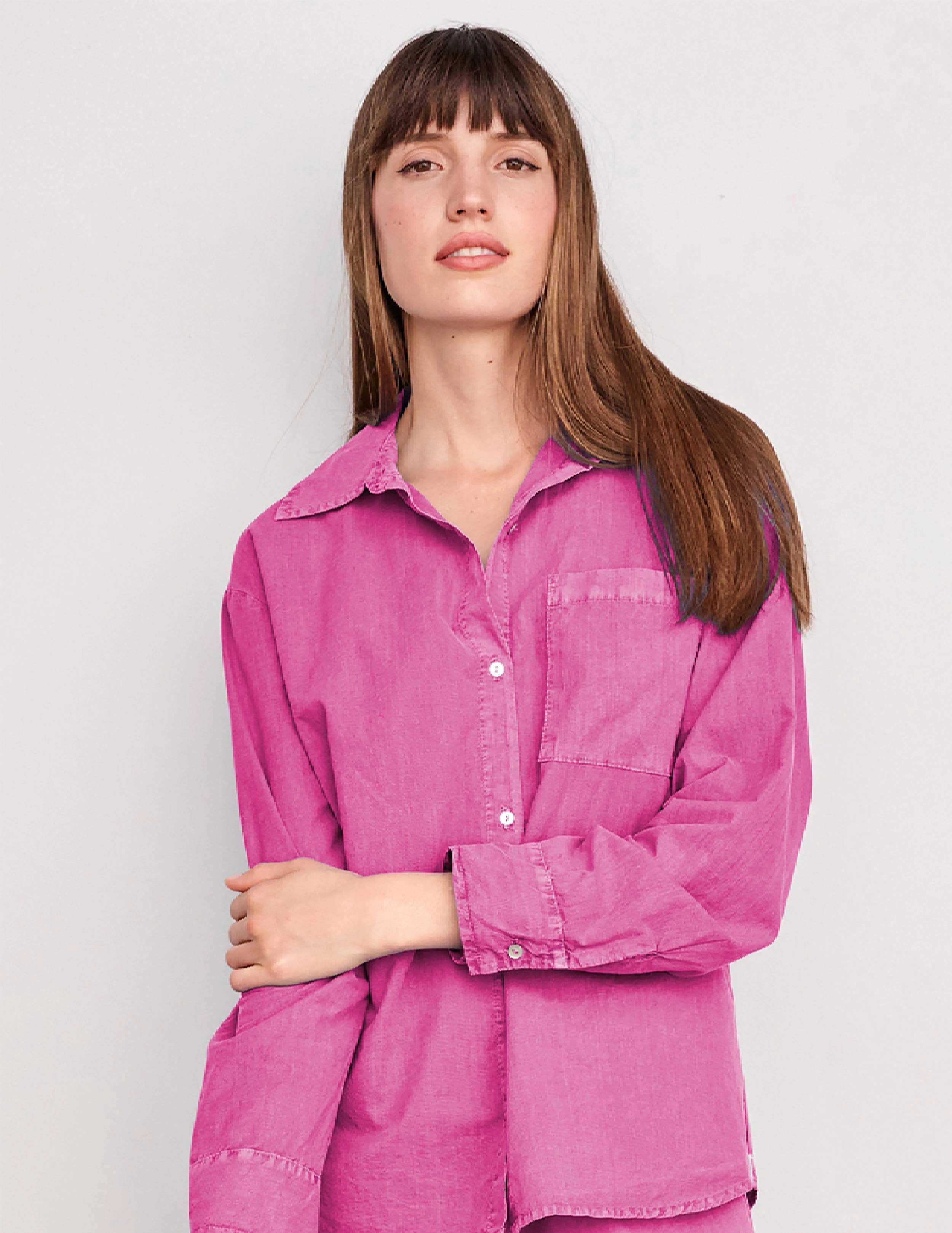 Sundry Voile Button Down in Pigment Magenta