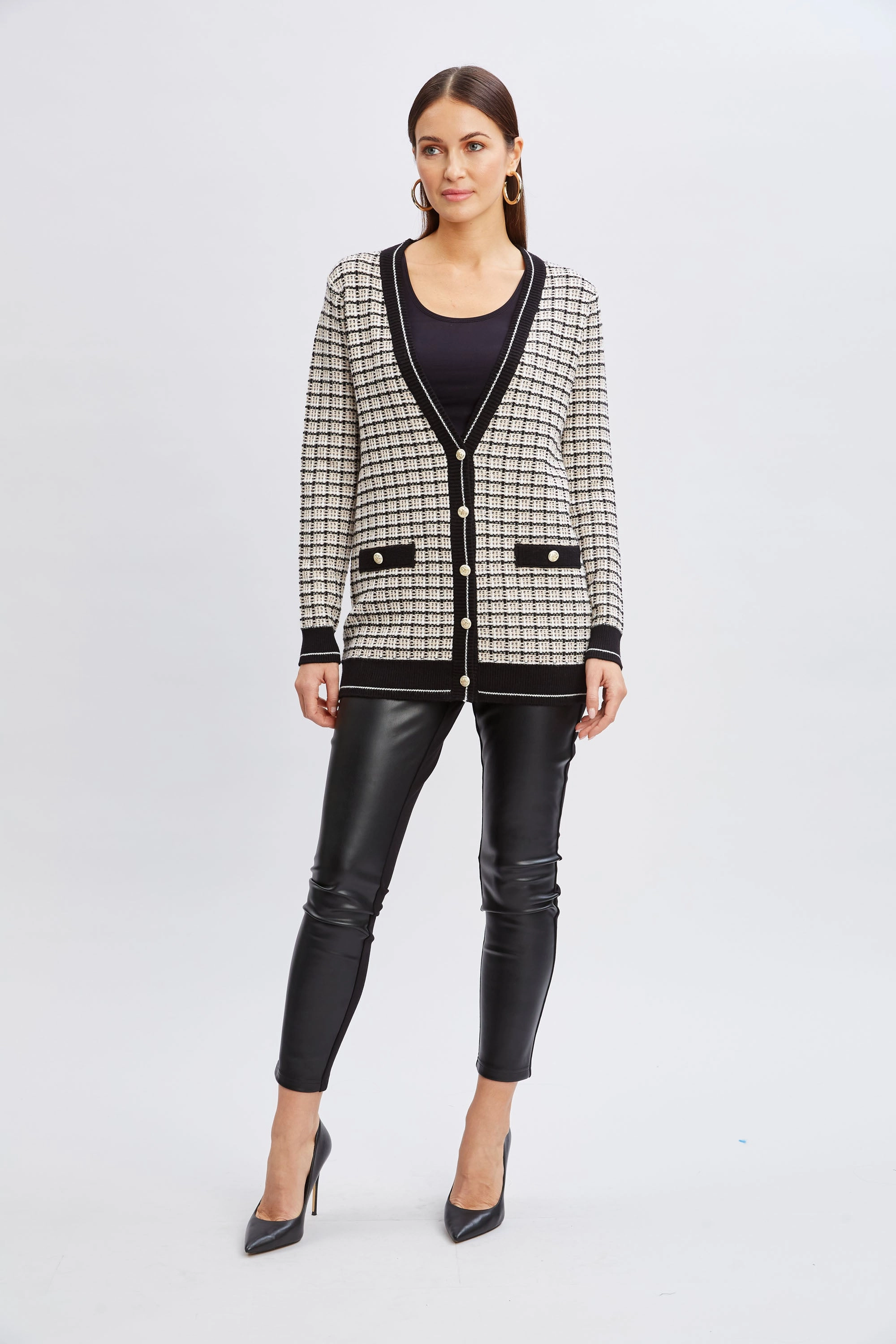 T-Tahari Plaid Cardigan