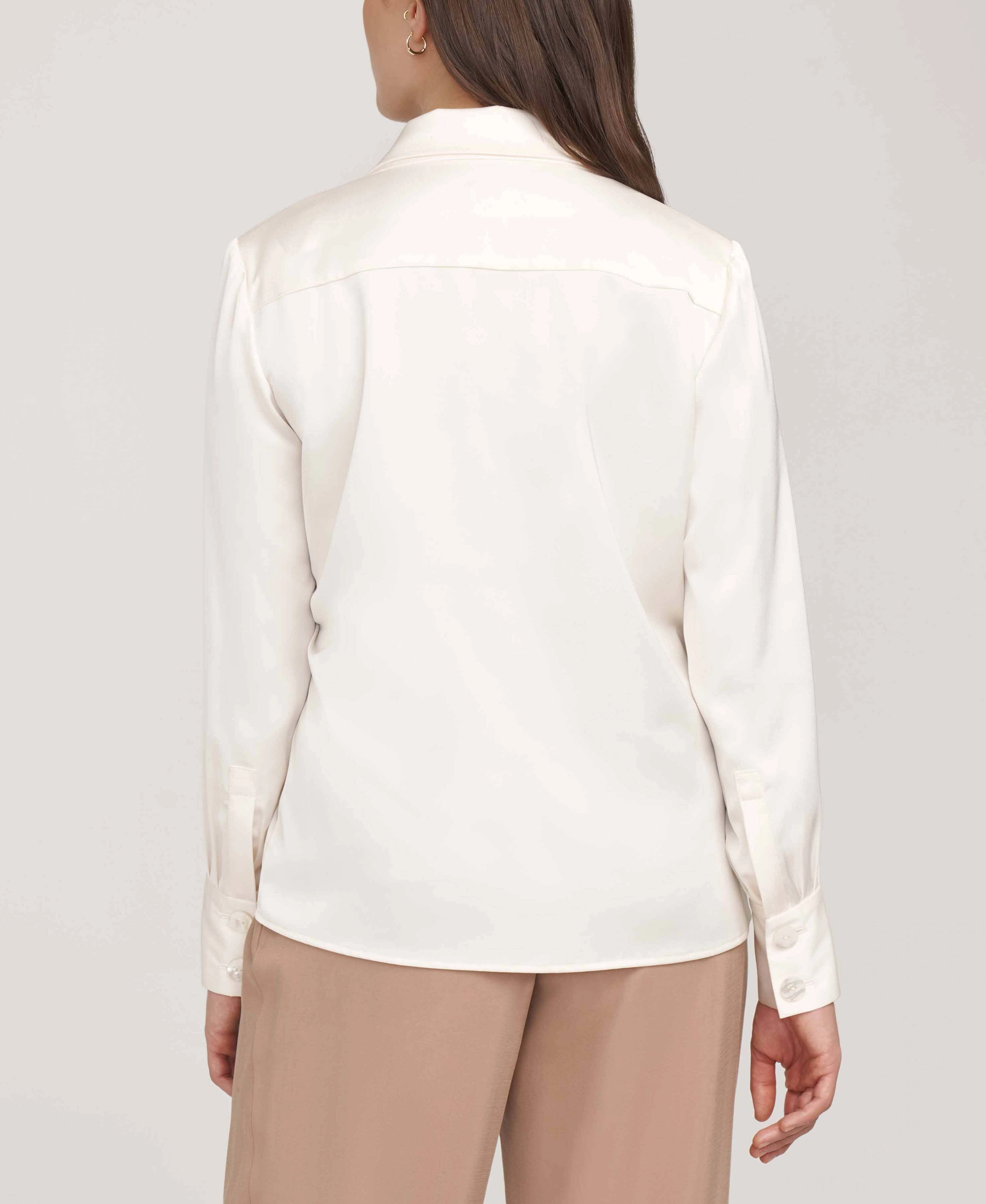 Two Button Notch Collar Oversized Blouse- Sale