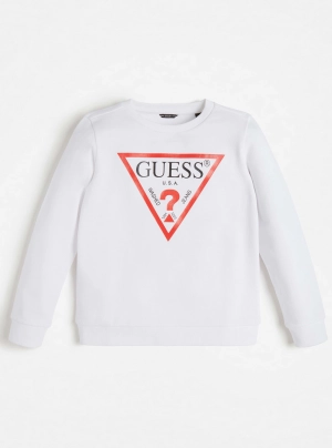 White Long Sleeve Fleece Pullover Top (7-16)