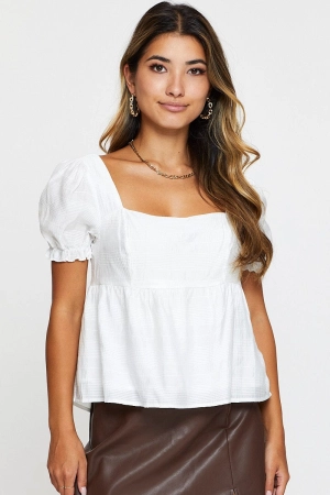 White Peplum Top Short Sleeve
