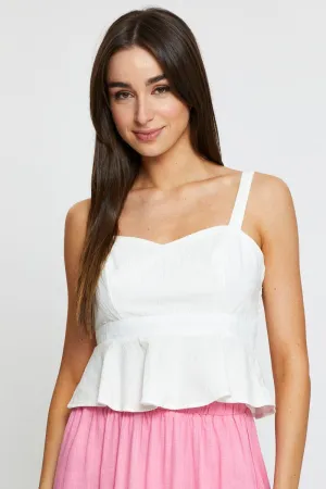 White Peplum Top Sleeveless