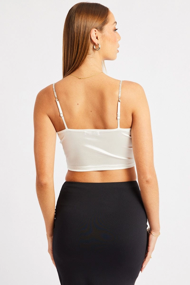 White Satin Cowl Cami Top