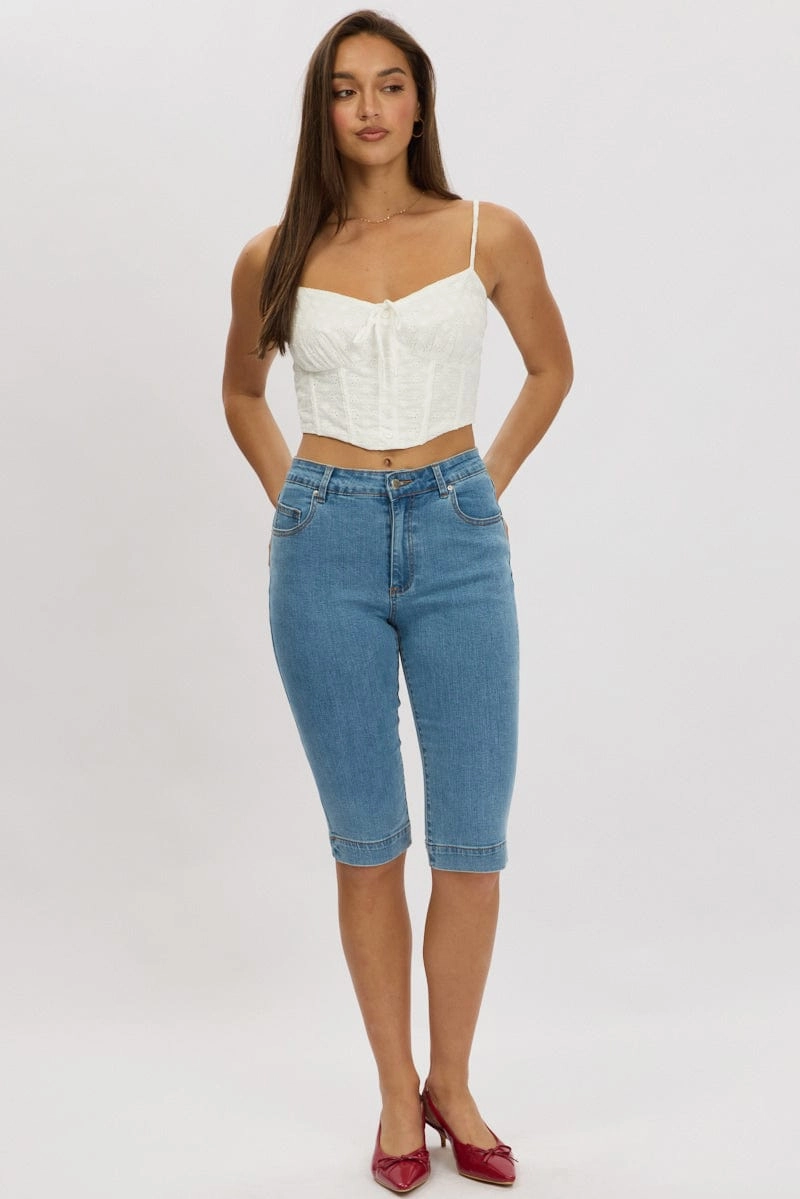 White Tie Front Crop Top