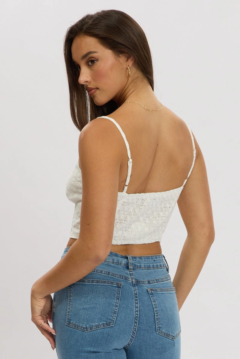 White Tie Front Crop Top