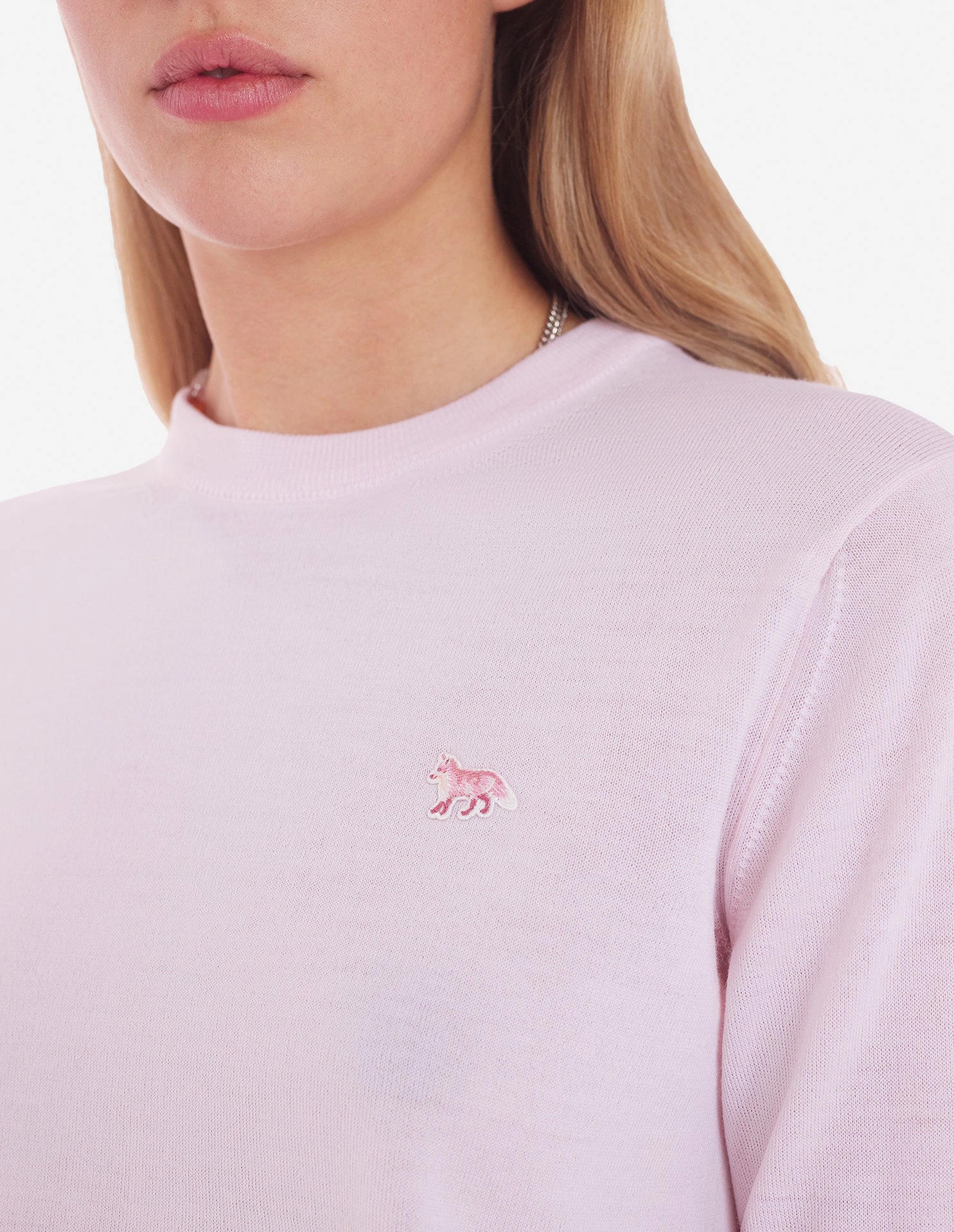 Women's Baby Fox Patch Regular Jumper Pale Pink