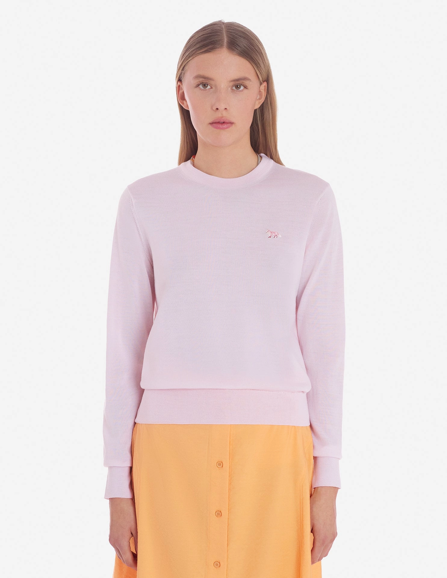 Women's Baby Fox Patch Regular Jumper Pale Pink