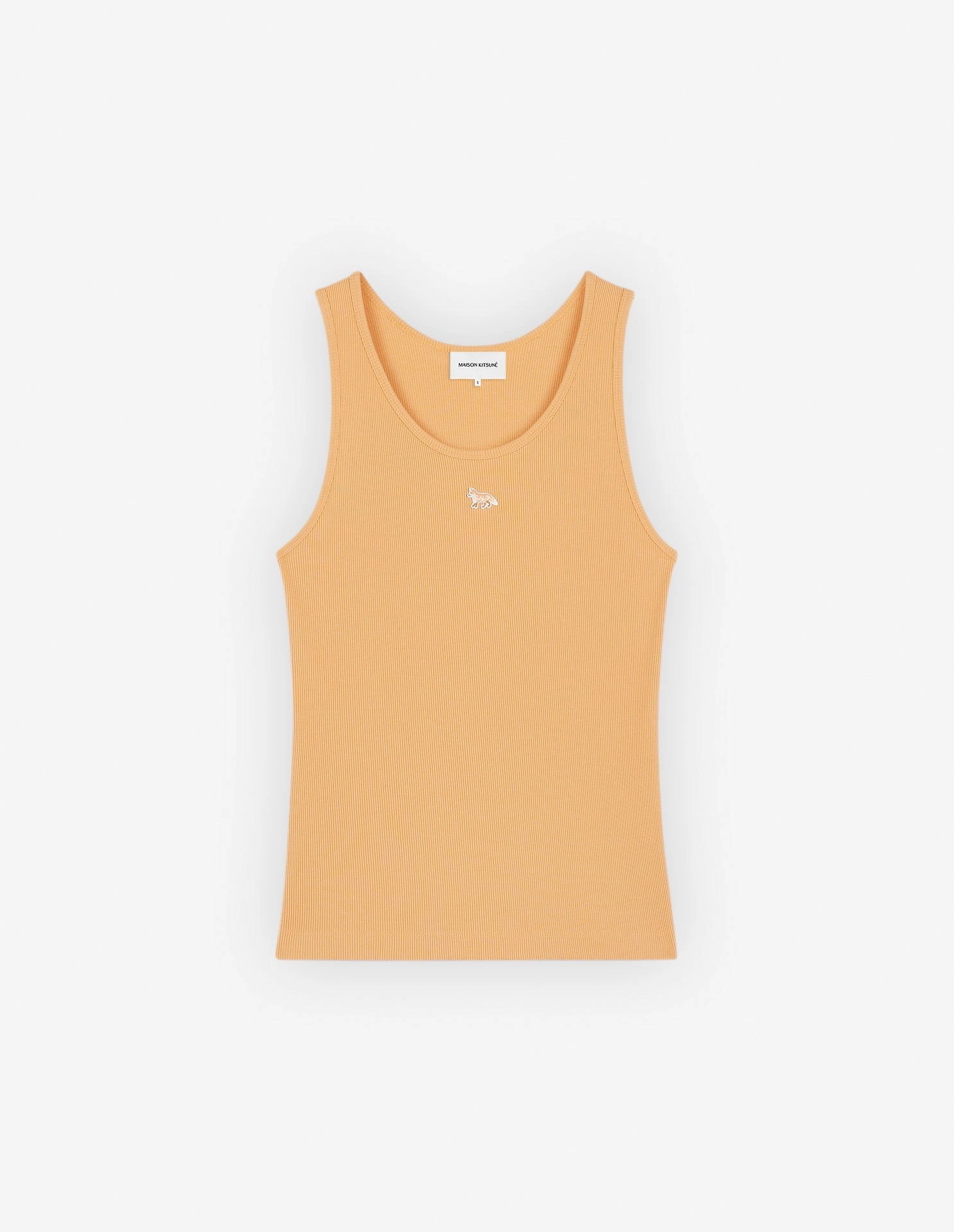 Women's Baby Fox Patch Ribbed Tank Top Sunset Orange