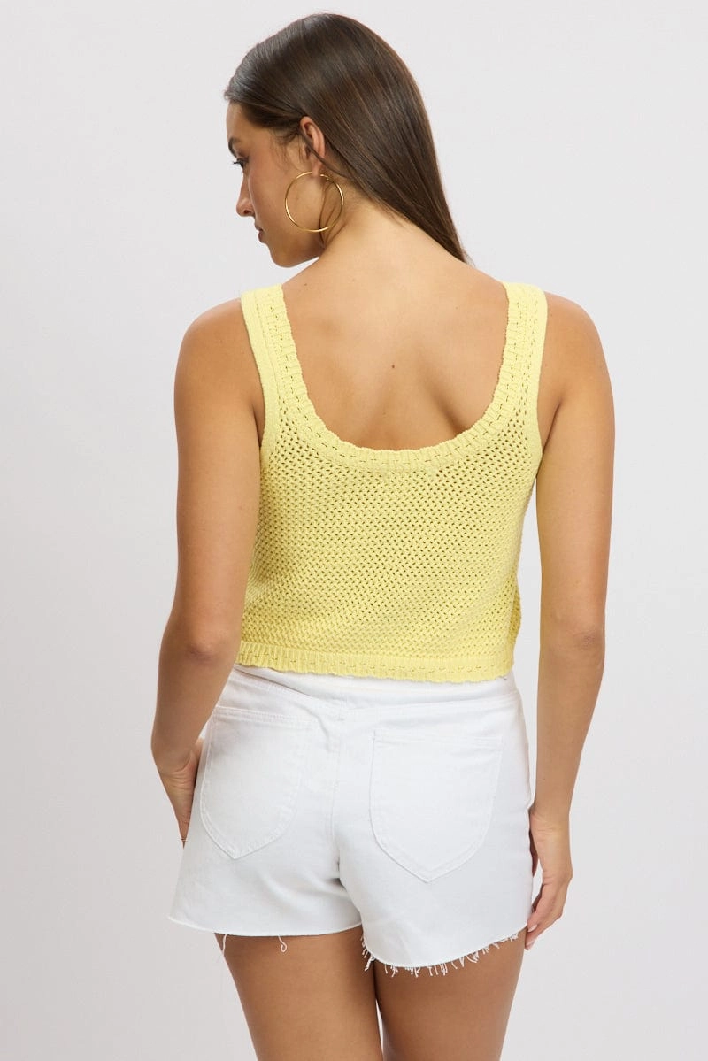Yellow Crochet Knit Vest