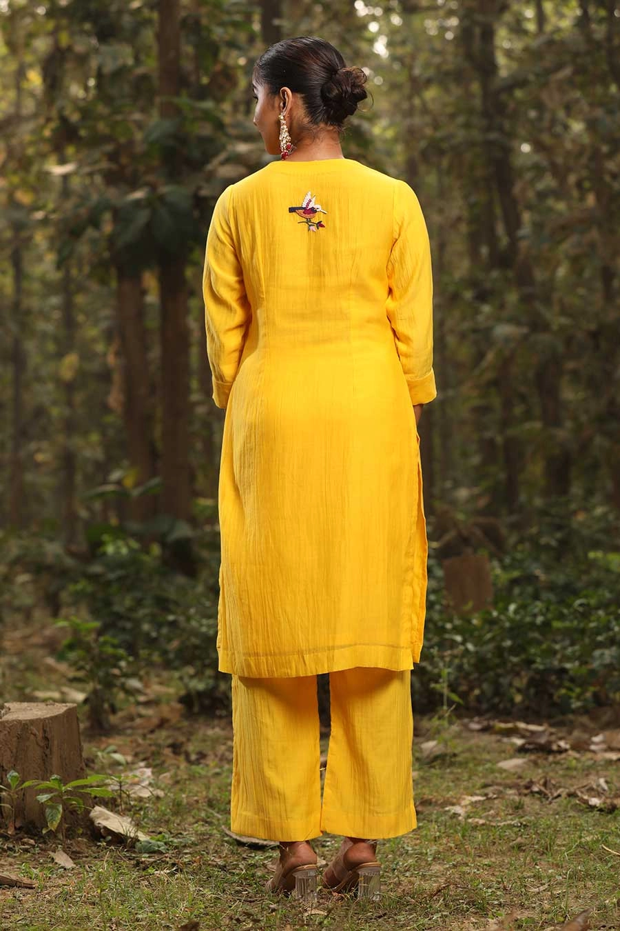 Yellow Resham Embroidered Kurta Set