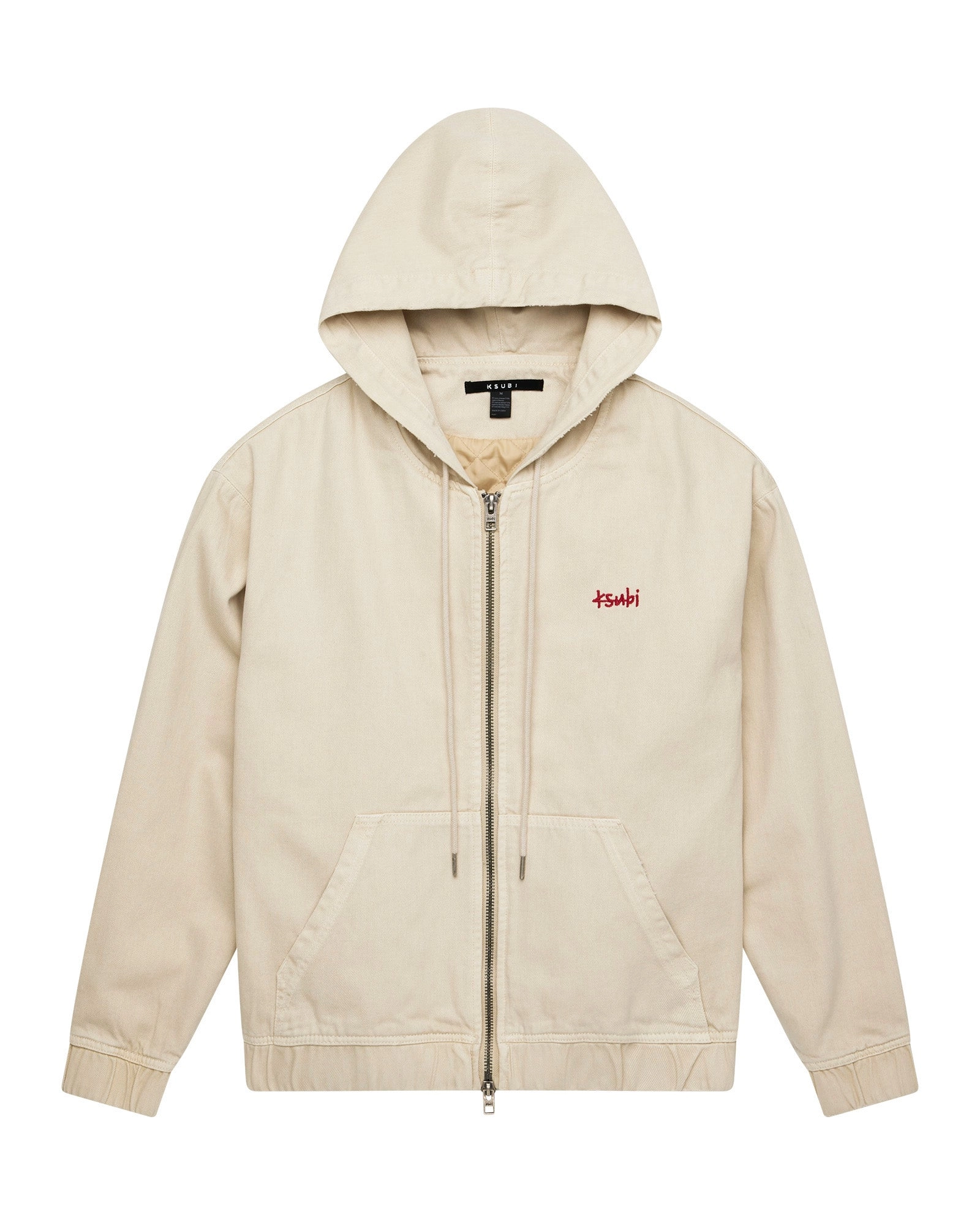 ZIPPED DENIM HOODIE ECRU